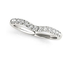 14k White Gold Diamond Curved Design Wedding Band (1/4 cttw)