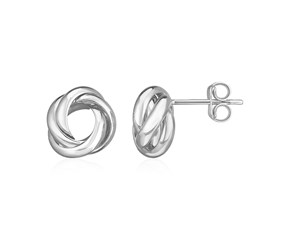 14k White Gold Polished Love Knot Earrings