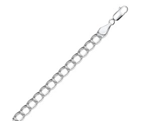 Tiny Ridged Circular Chain Bracelet in Rhodium Plated Sterling Silver