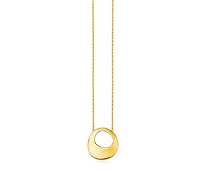 14k Yellow Gold Necklace with Asymmetrical Open Circle Pendant