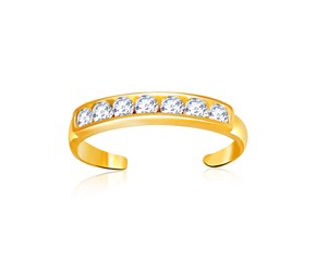 Cubic Zirconia Accented Toe Ring in 14k Yellow Gold 