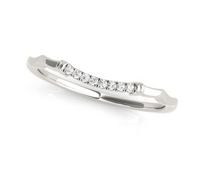 14k White Gold Wave Design Pave Set Diamond Wedding Ring (1/20 cttw)