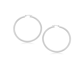 Classic Hoop Earrings in 14k White Gold (30mm Diameter) (3.0mm)