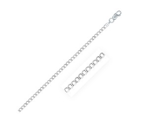 Classic Rhodium Plated Curb Chain in 925 Sterling Silver (3.0mm)