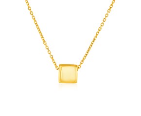 14k Yellow Gold with Shiny Square Pendant