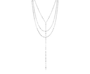 Sterling Silver Three Strand Mirror Link Lariat Style Necklace