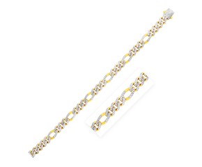 Modern Lite Figaro with White Pave Chain in 14K Yellow Gold (8.0mm)