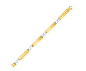 Bar Link Men's Bracelet in 14k Two-Tone Gold