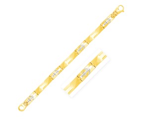 14k Yellow Gold Wide Link Bracelet with Anchors