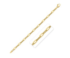 14k Yellow Gold Diamante Paperclip Chain Bracelet (4.00 mm)