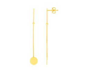 14K Yellow Gold Chain Dangle Earrings with Polished Circles