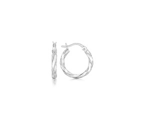 Spiral Style Polished Hoop Earrings in Sterling Silver(3x15mm)