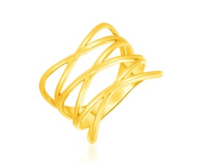 14k Yellow Gold Multi Part Crossover Style Ring