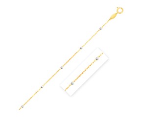 Diamond Cut Bead Links Pendant Chain in 14k Two Tone Gold (3.5mm)