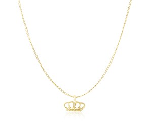 Textured Crown Charm Pendant in 14k Yellow Gold