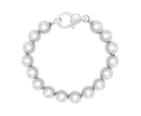 Rhodium Plated Sterling Silver Bold Bead Bracelet (10.00 mm)