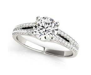 14k White Gold Split Shank Round Diamond Engagement Ring (1 1/8 cttw)