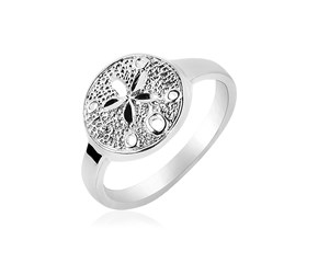 Sterling Silver Textured Sand Dollar Ring