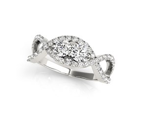 Two Stone Split Shank Infinity Design Diamond Ring in 14k White Gold (1/2 cttw)