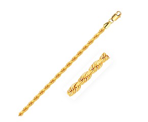 Solid Rope Bracelet in 14k Yellow Gold (3.0mm)