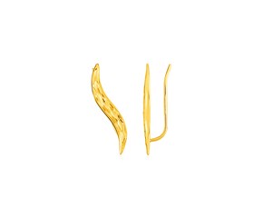 Textured Leaf Climber Earrings in 14k Yellow Gold