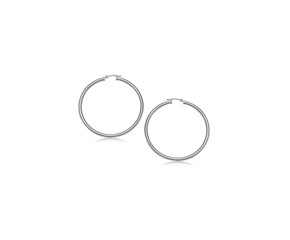 Classic Hoop Earrings in 10k White Gold (3x15mm)