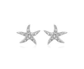 Sterling Silver Starfish Earrings with Cubic Zirconias