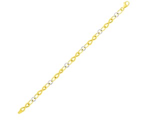 Infinity Twist and Oval Link Bracelet in 14k Two-Tone Gold