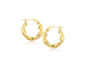 Twist Yellow Gold Hoop Earrings in 14k Gold (3x15mm)