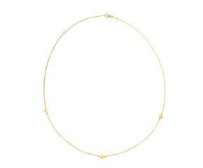 14k Yellow Gold Pearl Clover Necklace