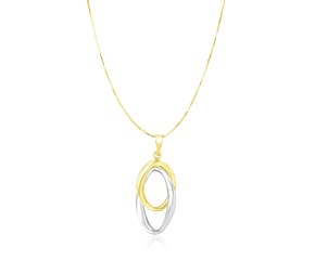 Entwined Oval Shape Pendant in 14k Two-Tone Gold