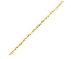 14k Two-Toned Yellow and White Gold Link Bracelet with Beads