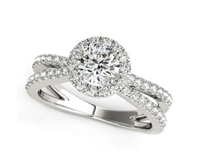 Split Shank Style Round Cut Diamond Engagement Ring in 14k White Gold (1 1/2 cttw)