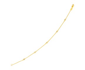 14k Yellow Gold 7 inch Bracelet with Petite Diamond Stations