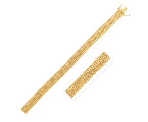 14k Yellow Gold High Polish Mesh Woven Chain Bracelet (9mm)