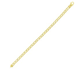 Track Design Link Men's Bracelet in 14k Yellow Gold