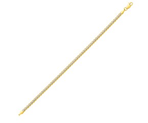 Two-Toned Fine Wheat Chain Bracelet in 10k Yellow and White Gold