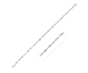 Sterling Silver Anklet with Marquise Leaf Motifs