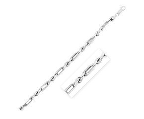 Sterling Silver Rhodium Plated Figarope Chain (6.00 mm)
