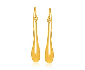 Fancy Puffed Teardrop Polished Earrings in 14k Yellow Gold