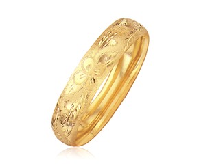Classic Floral Cut Bangle in 14k Yellow Gold (13.50 mm)