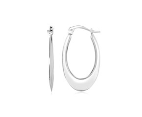 Graduated Polished Oval Hoop Earrings in 14k White Gold