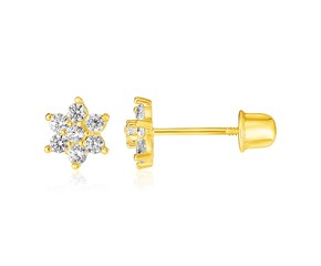 14k Yellow Gold Flower Childrens Earrings(5mm)