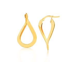 Polished Flat Twisted Hoop Earrings in 14k Yellow Gold