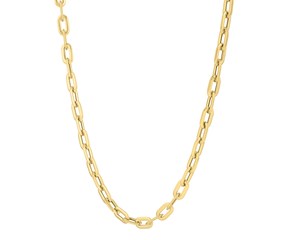 14k Yellow Gold Oval Domed Paperclip Chain Necklace (5.30 mm)