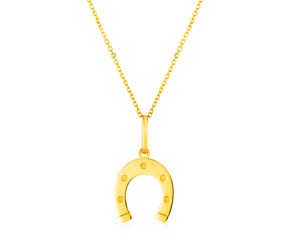14K Yellow Gold Necklace with Horseshoe