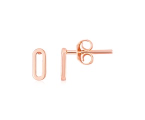 14k Rose Gold Paperclip Link Stud Earrings