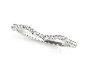 14k White Gold Curvy Style Wedding Ring with Round Diamonds (1/8 cttw)