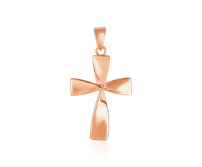 Flat Twisted Cross Pendant in 14k Rose Gold 
