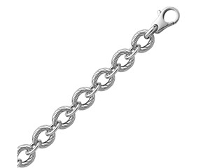 Diamond Cut Chain Rhodium Plated Bracelet in Sterling Silver 